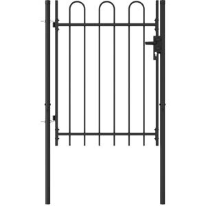 BONNEVIE Garden Gate,Fence gate Single Door with Arched Top Steel 1x1.2 m Black VSVS413726 BONNEVIE Garden Gate,Fence gate Single Door with Arched Top Steel 1x1.2 m Black VSVS413726
