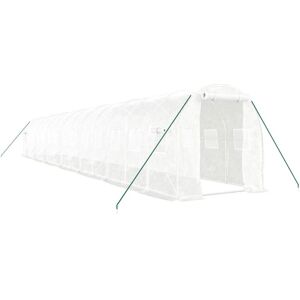 vidaXL Greenhouse White 14x2x2 m Steel Frame - Greenhouse vidaXL Greenhouse White 14x2x2 m Steel Frame - Greenhouse