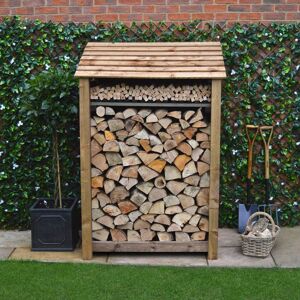 Rutland County Garden Furniture Ltd - Greetham 6ft Log Store with Kindling Shelf - L80 x W123 x H181 cm - Rustic Brown Rutland County Garden Furniture Ltd - Greetham 6ft Log Store with Kindling Shelf - L80 x W123 x H181 cm - Rustic Brown