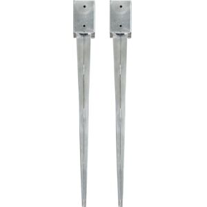 Ground Spikes 2 pcs Silver 9x9x90 cm Galvanised Steel vidaXL Ground Spikes 2 pcs Silver 9x9x90 cm Galvanised Steel vidaXL