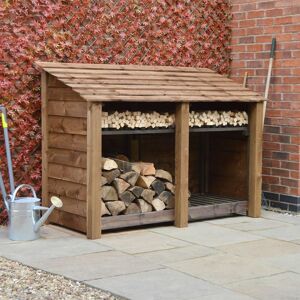 Rutland County Garden Furniture Ltd - Hambleton 4ft Log Store with Kindling Shelf - L80 x W180 x H128 cm - Rustic Brown Rutland County Garden Furniture Ltd - Hambleton 4ft Log Store with Kindling Shelf - L80 x W180 x H128 cm - Rustic Brown