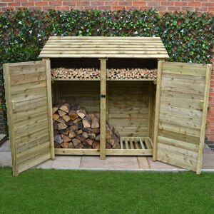 Rutland County Garden Furniture Ltd - Hambleton 6ft Log Store with Doors and Kindling Shelf - L80 x W180 x H181 cm - Light Green Rutland County Garden Furniture Ltd - Hambleton 6ft Log Store with Doors and Kindling Shelf - L80 x W180 x H181 cm - Light Green