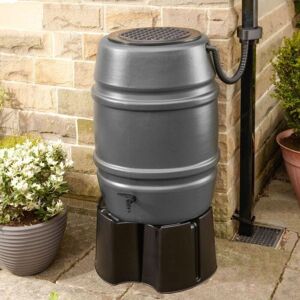 WATER BUTTS DIRECT Harcostar 168L Water Butt Barrel With Stand and Diverter GREY WATER BUTTS DIRECT Harcostar 168L Water Butt Barrel With Stand and Diverter GREY