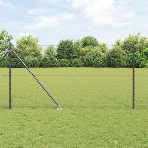 Fence with Posts Grey 1.2 x 50 m PVC-coated steel Vidaxl Fence with Posts Grey 1.2 x 50 m PVC-coated steel Vidaxl