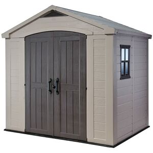 Keter - Factor 8 x 6ft Double Door Outdoor Shed - Beige/Brown Keter - Factor 8 x 6ft Double Door Outdoor Shed - Beige/Brown