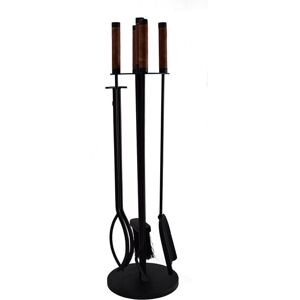 IVYLINE Leather Handle Fireside Companion Set - Iron - L20 x W20 x H71.5 cm - Black IVYLINE Leather Handle Fireside Companion Set - Iron - L20 x W20 x H71.5 cm - Black