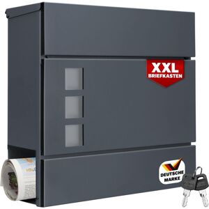 Monzana - Letter Box Mail Post Box For Letters, Steel, Modern, Wall Mounted, Anthracite Grey Monzana - Letter Box Mail Post Box For Letters, Steel, Modern, Wall Mounted, Anthracite Grey