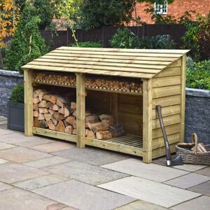 RUTLAND COUNTY GARDEN FURNITURE LTD Normanton 4ft Log Store with Kindling Shelf - L80 x W230 x H128 cm - Light Green RUTLAND COUNTY GARDEN FURNITURE LTD Normanton 4ft Log Store with Kindling Shelf - L80 x W230 x H128 cm - Light Green