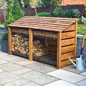 Rutland County Garden Furniture Ltd - Normanton 4ft Log Store with Kindling Shelf - L80 x W230 x H128 cm - Rustic Brown Rutland County Garden Furniture Ltd - Normanton 4ft Log Store with Kindling Shelf - L80 x W230 x H128 cm - Rustic Brown