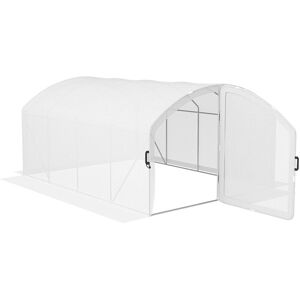 Outsunny - 4 x 3 x 2m Polytunnel Greenhouse with Door, UV-resistant pe Cover Outsunny - 4 x 3 x 2m Polytunnel Greenhouse with Door, UV-resistant pe Cover