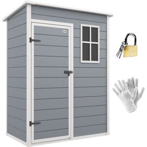 Outsunny - 5' x 3' Garden Shed w/ Floor, Lockable Door, Window and Vent, Grey Outsunny - 5' x 3' Garden Shed w/ Floor, Lockable Door, Window and Vent, Grey
