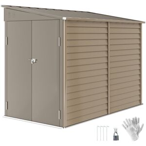 Outsunny - 5 x 9ft Galvanised Metal Garden Shed with Foundation Kit, Brown Outsunny - 5 x 9ft Galvanised Metal Garden Shed with Foundation Kit, Brown