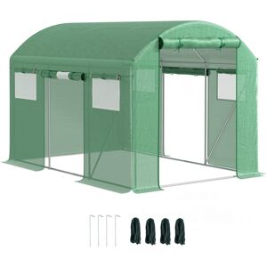 Outsunny - Polytunnel Greenhouse with 3 Roll-up Doors, 3 x 2 x 2m, Green Outsunny - Polytunnel Greenhouse with 3 Roll-up Doors, 3 x 2 x 2m, Green