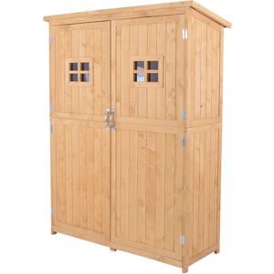 Outsunny - Wooden Garden Shed Tool Storage Cabinet Double Door Shelf Nature Wood Outsunny - Wooden Garden Shed Tool Storage Cabinet Double Door Shelf Nature Wood