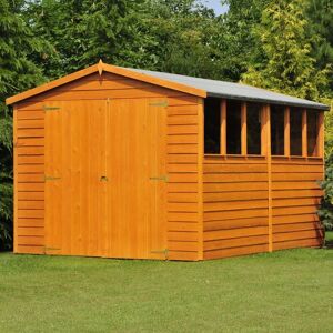 Shire - Overlap 10 x 8 Feet Dip Treated Apex Shed Double Door with Windows Shire - Overlap 10 x 8 Feet Dip Treated Apex Shed Double Door with Windows
