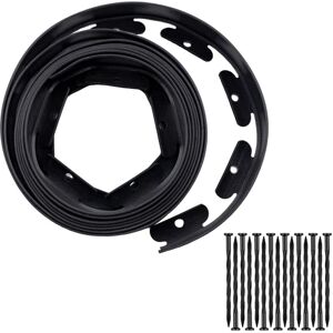Tinor - Plastic Lawn Edging, 5m x 4cm, Flexible, Black, with 15 Plastic Nails, for Garden, Lawn, Flowerbed, Stone, Gravel Tinor - Plastic Lawn Edging, 5m x 4cm, Flexible, Black, with 15 Plastic Nails, for Garden, Lawn, Flowerbed, Stone, Gravel