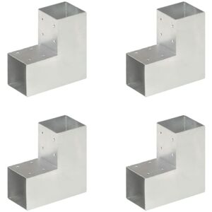 vidaXL Post Connectors 4 pcs L Shape Galvanised Metal 91x91 mm - Post Connectors vidaXL Post Connectors 4 pcs L Shape Galvanised Metal 91x91 mm - Post Connectors