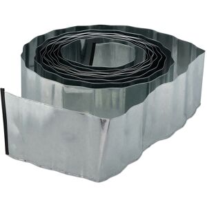 10m Lawn Edging, Metal Flowerbed Border, Galvanized, Flexible, Garden Fencing, 16 cm Tall, Silver - Relaxdays 10m Lawn Edging, Metal Flowerbed Border, Galvanized, Flexible, Garden Fencing, 16 cm Tall, Silver - Relaxdays