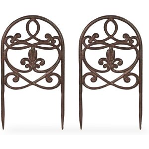 Relaxdays - Garden Stake, Set of 10, Antique Design, HxW 32.5 x 17.5 cm, for Flowerbeds, Ornament, Decor, Cast Iron, Brown Relaxdays - Garden Stake, Set of 10, Antique Design, HxW 32.5 x 17.5 cm, for Flowerbeds, Ornament, Decor, Cast Iron, Brown