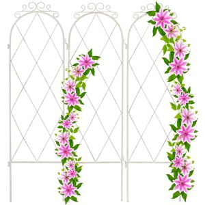 3-panel trellis, vintage garden screen, metal lattice, climbing plants, 92x27.5 cm (HxW), free-standing, white - Relaxdays 3-panel trellis, vintage garden screen, metal lattice, climbing plants, 92x27.5 cm (HxW), free-standing, white - Relaxdays