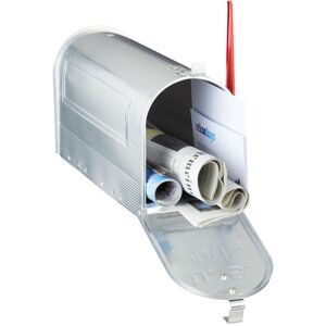 Relaxdays - American-Style Letterbox, Aluminium, Original us Mailbox, Flag, Nostalgic, HxWxD: 22 x 16.5 x 48 cm, Silver Relaxdays - American-Style Letterbox, Aluminium, Original us Mailbox, Flag, Nostalgic, HxWxD: 22 x 16.5 x 48 cm, Silver