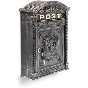 Relaxdays - Antique-looking Letter Box, 44.5 x 31 x 9.5cm, Outdoor, Wall-Mount Mailbox, Cast Aluminium, A4 Letters, Bronze Relaxdays - Antique-looking Letter Box, 44.5 x 31 x 9.5cm, Outdoor, Wall-Mount Mailbox, Cast Aluminium, A4 Letters, Bronze