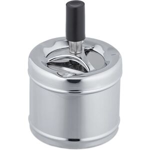 Relaxdays - 2x Ashtray with Spin Lid, Metal, Outside, Inside, HxD: 11.5 x 8 cm Diameter, Odourless, Windproof, Silver Relaxdays - 2x Ashtray with Spin Lid, Metal, Outside, Inside, HxD: 11.5 x 8 cm Diameter, Odourless, Windproof, Silver