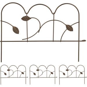Set of 4 Garden Fence, Elements with Decorations, HxW: 28 x 38.5 cm, Flower Bed Edge to Plug-in, Metal, Bronze - Relaxdays Set of 4 Garden Fence, Elements with Decorations, HxW: 28 x 38.5 cm, Flower Bed Edge to Plug-in, Metal, Bronze - Relaxdays