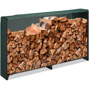 Relaxdays - Firewood Rack with Cover, for Wood from 25 cm, Wooden Log Shelf, Iron, HxWxD: 110 x 200 x 29 cm, Black/Green Relaxdays - Firewood Rack with Cover, for Wood from 25 cm, Wooden Log Shelf, Iron, HxWxD: 110 x 200 x 29 cm, Black/Green