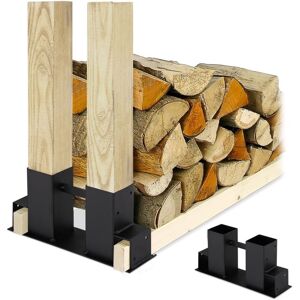 RELAXDAYS 4 x log stacking supports, DIY wood rack for beams, firewood storage, coated steel, black, set RELAXDAYS 4 x log stacking supports, DIY wood rack for beams, firewood storage, coated steel, black, set