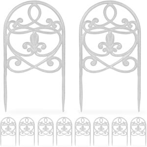Relaxdays - Garden Bed Fence, 10 Panels, Cast Iron, 32.5 x 17.5 cm, Antique, Flowerbed Edging, Decorative Border, White Relaxdays - Garden Bed Fence, 10 Panels, Cast Iron, 32.5 x 17.5 cm, Antique, Flowerbed Edging, Decorative Border, White