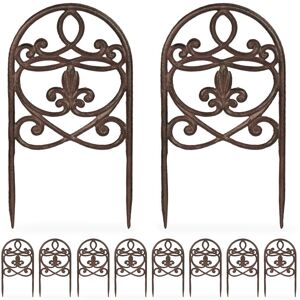 Relaxdays Garden Bed Fence, 10 Panels, Cast Iron, 32.5 x 17.5 cm, Antique, Flowerbed Edging, Decorative Border, Brown Relaxdays Garden Bed Fence, 10 Panels, Cast Iron, 32.5 x 17.5 cm, Antique, Flowerbed Edging, Decorative Border, Brown