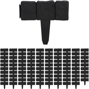 Relaxdays Garden Edging, 100 Piece Set, Flowerbed Lawn Border, Stone Effect, HxW: 10x25 cm, Push-In, Black Relaxdays Garden Edging, 100 Piece Set, Flowerbed Lawn Border, Stone Effect, HxW: 10x25 cm, Push-In, Black