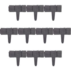 Garden Edging, 20x Set, Flowerbed Lawn Border, Stone Effect, HxW: 10 x 25 cm, Plastic, Push-In, Dark Grey - Relaxdays Garden Edging, 20x Set, Flowerbed Lawn Border, Stone Effect, HxW: 10 x 25 cm, Plastic, Push-In, Dark Grey - Relaxdays
