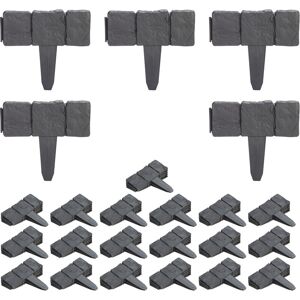 Relaxdays Garden Edging, 100x Set, Flowerbed Lawn Border, Stone Effect, HxW: 10 x 25 cm, Plastic, Push-In, Dark Grey Relaxdays Garden Edging, 100x Set, Flowerbed Lawn Border, Stone Effect, HxW: 10 x 25 cm, Plastic, Push-In, Dark Grey