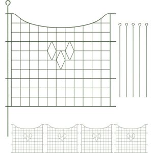 Relaxdays - Garden Fence, 5 Panels, HxW: 66 x 76 cm each, Pond Border, Flowerbed and Lawn Edging, Push-In, Metal, Green Relaxdays - Garden Fence, 5 Panels, HxW: 66 x 76 cm each, Pond Border, Flowerbed and Lawn Edging, Push-In, Metal, Green