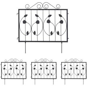 Lawn Edging, h x w: 60 x 60 cm, 4 Components, Garden Flowerbed Border, Push-In, Metal, Decorative, Black - Relaxdays Lawn Edging, h x w: 60 x 60 cm, 4 Components, Garden Flowerbed Border, Push-In, Metal, Decorative, Black - Relaxdays