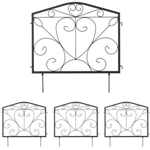 Lawn Edging, h x w: 60 x 60 cm, 4-Piece Set, Garden Flowerbed Border, Push-In, Metal, Heart Design, Black - Relaxdays Lawn Edging, h x w: 60 x 60 cm, 4-Piece Set, Garden Flowerbed Border, Push-In, Metal, Heart Design, Black - Relaxdays