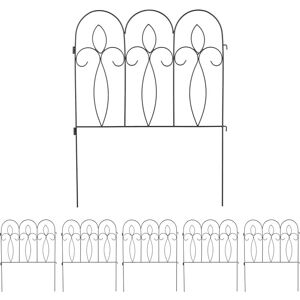 Lawn Edging, h x w: 81 x 63 cm, 6 Components, Garden Flowerbed Border, Push-In, Metal, Small Arches, Black - Relaxdays Lawn Edging, h x w: 81 x 63 cm, 6 Components, Garden Flowerbed Border, Push-In, Metal, Small Arches, Black - Relaxdays