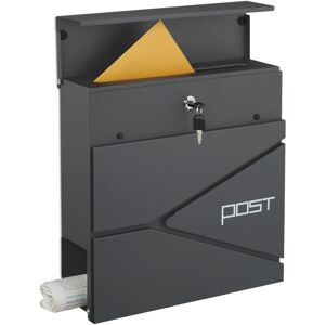 Relaxdays post box with modern design, metal, 4 keys, with newspaper holder, HxWxD: approx. 38 x 37 x 12 cm, anthracite Relaxdays post box with modern design, metal, 4 keys, with newspaper holder, HxWxD: approx. 38 x 37 x 12 cm, anthracite