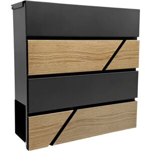 Relaxdays letterbox, wood effect, with newspaper slot, postbox, HWD: 37x37x11 cm, 4 keys, iron, anthracite/natural Relaxdays letterbox, wood effect, with newspaper slot, postbox, HWD: 37x37x11 cm, 4 keys, iron, anthracite/natural