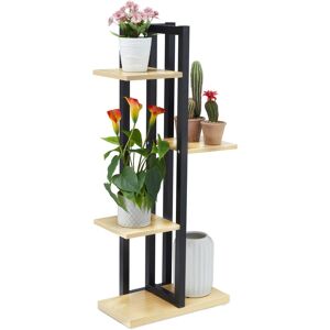 Relaxdays - Metal Flower Stand, 4-Tier Indoor Pot Shelf Ladder, Wooden Look, 93 x 42.5 x 22.5 cm, Plant Rack, Light Brown Relaxdays - Metal Flower Stand, 4-Tier Indoor Pot Shelf Ladder, Wooden Look, 93 x 42.5 x 22.5 cm, Plant Rack, Light Brown