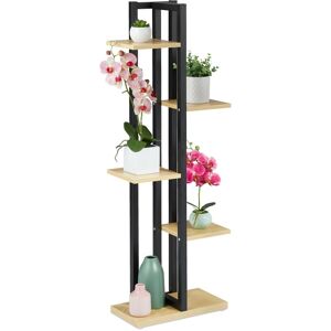 Relaxdays - Metal Flower Stand, 5-Tier Indoor Pot Shelf Ladder, Wooden Look, 117 x 43 x 22 cm, Plant Rack, Light Brown Relaxdays - Metal Flower Stand, 5-Tier Indoor Pot Shelf Ladder, Wooden Look, 117 x 43 x 22 cm, Plant Rack, Light Brown