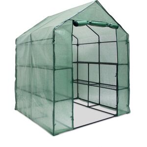 Relaxdays Film Greenhouse, with Shelving, Walk-in Grow House, 8 Shelves, PE Plastic, HxWxD: 195 x 140 x 140 cm, Green Relaxdays Film Greenhouse, with Shelving, Walk-in Grow House, 8 Shelves, PE Plastic, HxWxD: 195 x 140 x 140 cm, Green