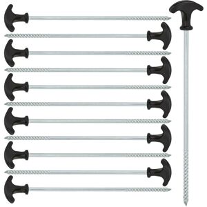Relaxdays - Tent Pegs Set of 12, Ground Anchor for Hard Soil, Camping, Galvanised Steel, Hook, Set, 31cm, Black Relaxdays - Tent Pegs Set of 12, Ground Anchor for Hard Soil, Camping, Galvanised Steel, Hook, Set, 31cm, Black