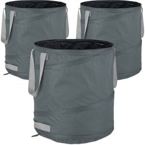 Pop-Up Garden Waste Bags, Set of 3, 85 l, Outdoor Refuse Sacks, 3 Handles, UV-Resistant, Waterproof, Grey - Relaxdays Pop-Up Garden Waste Bags, Set of 3, 85 l, Outdoor Refuse Sacks, 3 Handles, UV-Resistant, Waterproof, Grey - Relaxdays