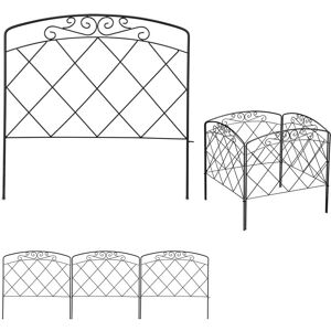 Relaxdays Garden Edging, 4 Piece Set, HxW: 41.5 x 245 cm, Decorative, Flowerbed Border Fence, Push-In, Metal, Black Relaxdays Garden Edging, 4 Piece Set, HxW: 41.5 x 245 cm, Decorative, Flowerbed Border Fence, Push-In, Metal, Black