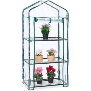 Relaxdays - Small Greenhouse for Balcony, 3 Shelves, Metal & Plastic, Plant Cultivation, 128x60x40 cm, Green/Transparent Relaxdays - Small Greenhouse for Balcony, 3 Shelves, Metal & Plastic, Plant Cultivation, 128x60x40 cm, Green/Transparent