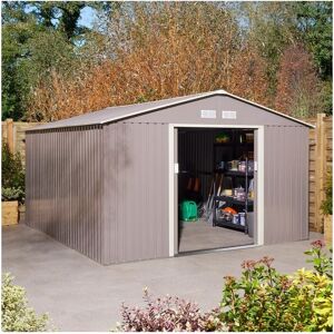 Trentvale 10X12 Apex Metal Shed Light Grey - Rowlinson Trentvale 10X12 Apex Metal Shed Light Grey - Rowlinson