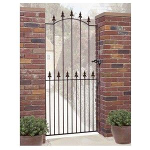 Cannock Gates - Saxon Spear Top Tall Bow Top Single Gate - Solid Steel - Fits Gap of 714 mm x 1964 mm High - Electro Galv./Black Powder Coated Cannock Gates - Saxon Spear Top Tall Bow Top Single Gate - Solid Steel - Fits Gap of 714 mm x 1964 mm High - Electro Galv./Black Powder Coated